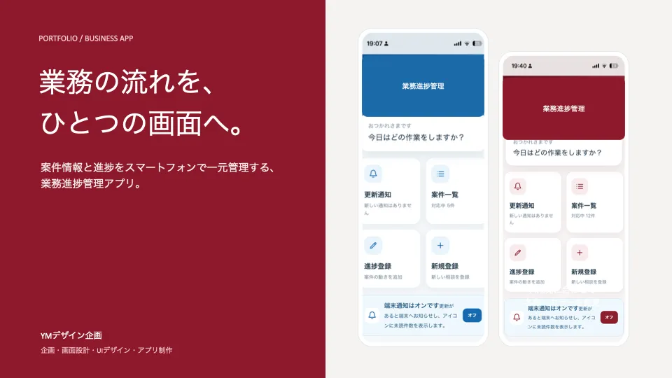 業務進捗管理Webアプリの紹介画面